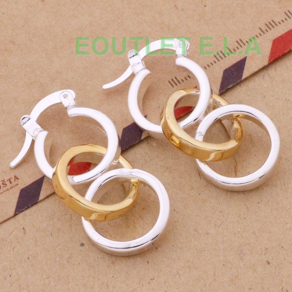 42mm TRIPLE HOOPS 2-TONE EARRINGS